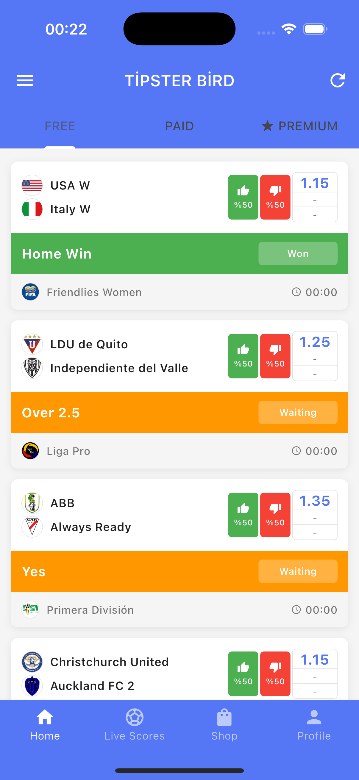 Tipster Bird App Screenshot